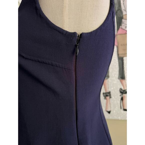 Ann Mashburn Wool Knit Stretchy Sleeveless Navy Career Sheath Dress Size 40 - Picture 6 of 7